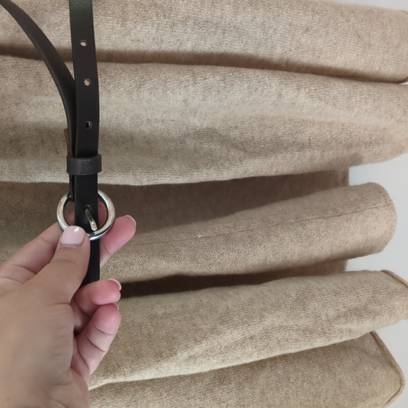 Red Envelope Tan Long Line Cardigan Cashmere Cozy Sweater W Shawl Collar+ Belt M - Picture 3 of 6